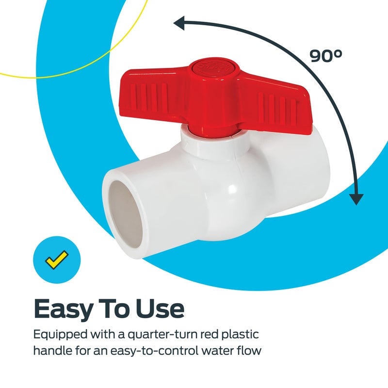 Eastman 3/4 x 3/4 Inch Slip Schedule 40 PVC Quarter Turn Ball Valve, 150 PSI, 20113 - Image 5